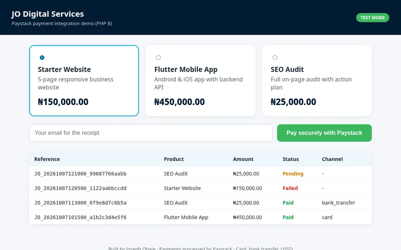 Paystack Payment Integration screenshot