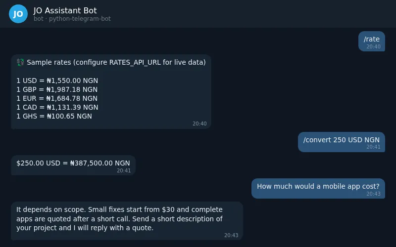 Telegram Bot screenshot
